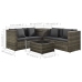 Set de sofás de jardín 4 piezas y cojines ratán sintético gris