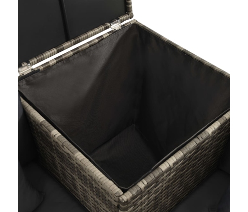 Set de sofás de jardín 4 piezas y cojines ratán sintético gris