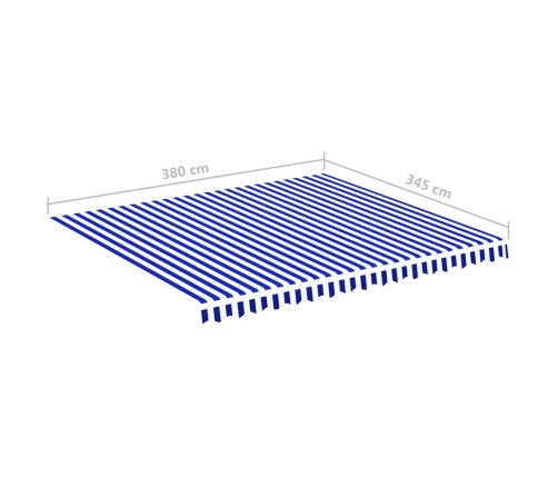 Tela de repuesto para toldo azul y blanco 4x3,5 m