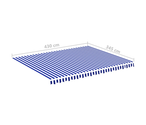 Tela de repuesto para toldo azul y blanco 4,5x3,5 m