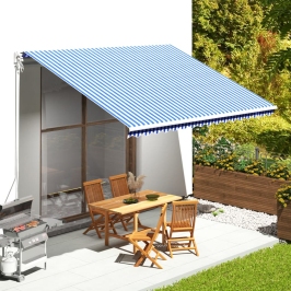 Tela de repuesto para toldo azul y blanco 4,5x3,5 m