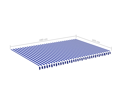 Tela de repuesto para toldo azul y blanco 5x3,5 m