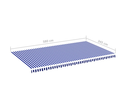 Tela de repuesto para toldo azul y blanco 6x3,5 m