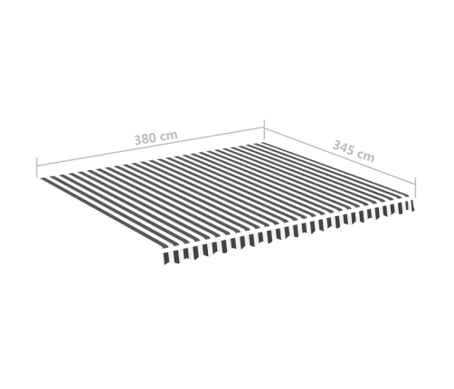 Tela de repuesto para toldo gris antracita y blanco 4x3,5 m