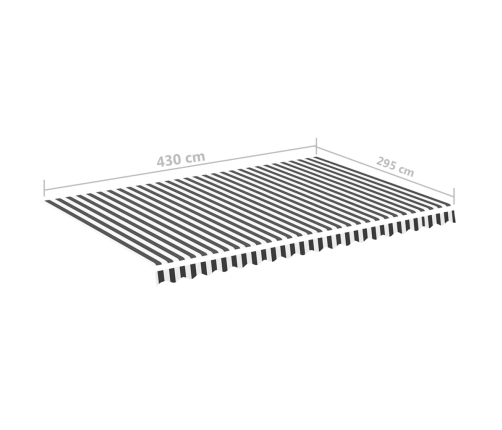 Tela de repuesto para toldo gris antracita y blanco 4,5x3 m