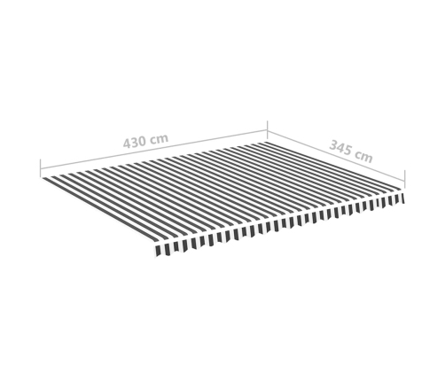 Tela de repuesto para toldo gris antracita y blanco 4,5x3,5 m