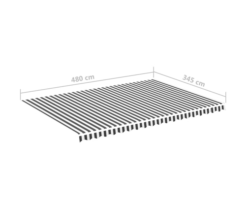 Tela de repuesto para toldo gris antracita y blanco 5x3,5 m