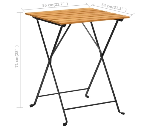 vidaXL Mesa bistró de terraza madera maciza de acacia 55x54x71 cm