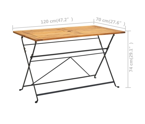 Mesa plegable de jardín de madera maciza de acacia 120x70x74 cm