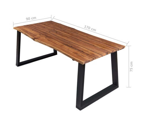 vidaXL Mesa de comedor madera maciza de acacia 170x90x75 cm