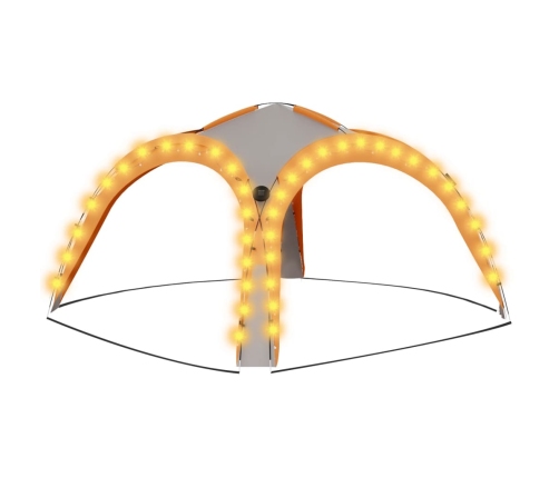 Carpa de fiesta LED 4 paredes gris y naranja 3,6x3,6x2,3 m