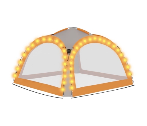 Carpa de fiesta LED 4 paredes gris y naranja 3,6x3,6x2,3 m