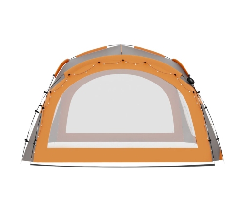 Carpa de fiesta LED 4 paredes gris y naranja 3,6x3,6x2,3 m