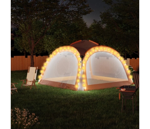 Carpa de fiesta LED 4 paredes gris y naranja 3,6x3,6x2,3 m