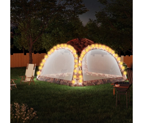 Carpa de fiesta con LED y 4 paredes laterales azul 3,6x3,6x2,3m