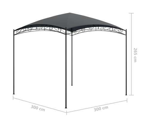 Cenador gris antracita 3x3x2,65 m 180 g/m²