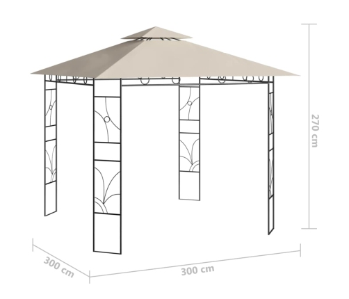 Cenador color crema 3x3x2,7 m 160 g/m²