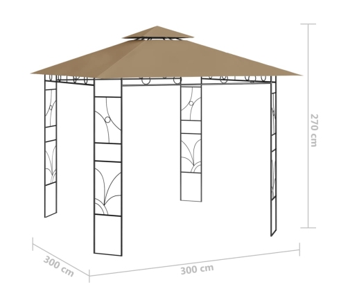 Cenador gris taupé 3x3x2,7 m 160 g/m²