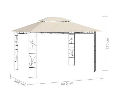 Cenador color crema 4x3x2,7 m 160 g/m²