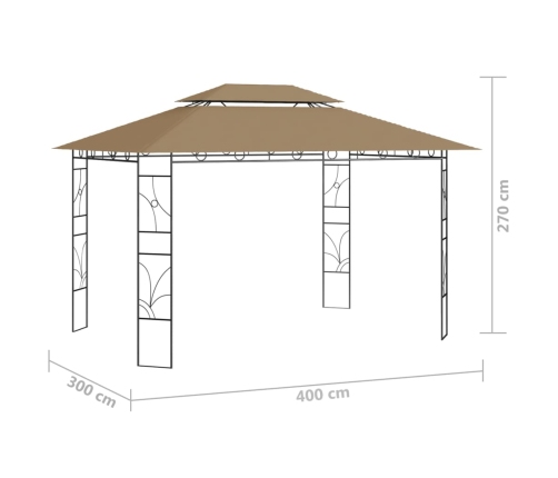 Cenador gris taupé 4x3x2,7 m 160 g/m²