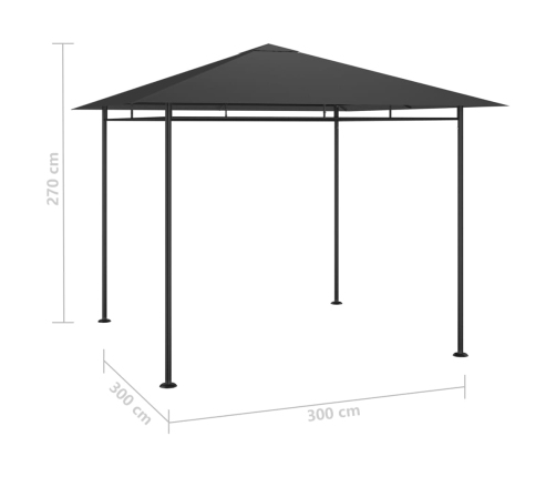 Cenador gris antracita 3x3x2,7 m 180 g/m²