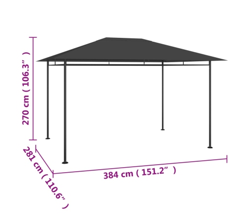 Cenador gris antracita 384x281x270 cm 180 g/m²