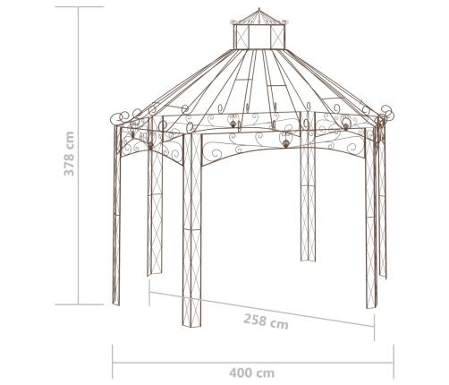 Pérgola de jardín marrón antiguo 400x258x378 cm hierro