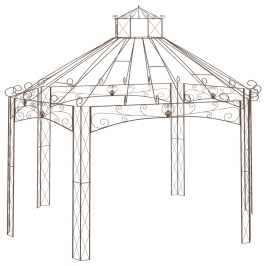 Pérgola de jardín marrón antiguo 558x350x408 cm hierro