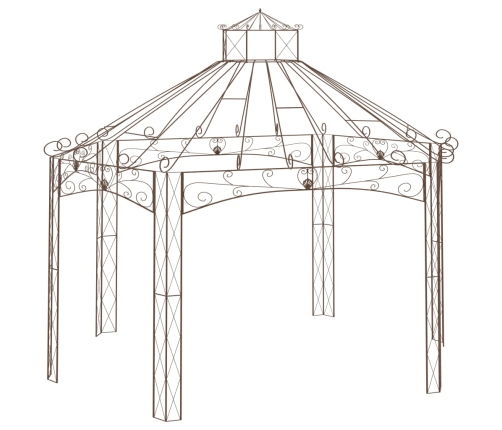 Pérgola de jardín marrón antiguo 558x350x408 cm hierro