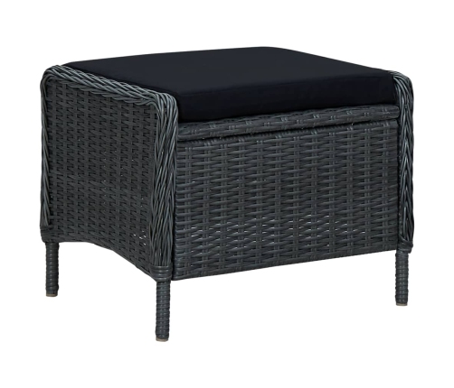 Silla de jardín reclinable con reposapiés ratán PE gris oscuro