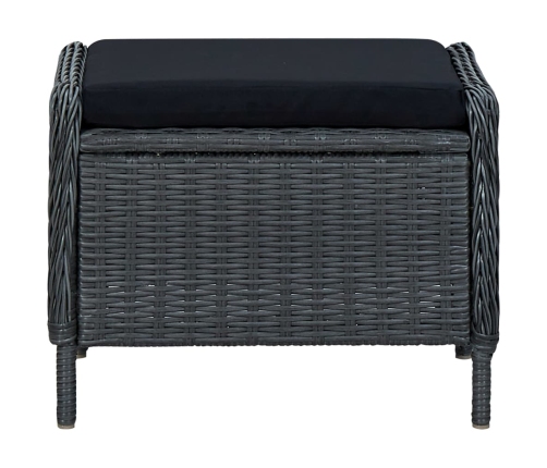 Silla de jardín reclinable con reposapiés ratán PE gris oscuro