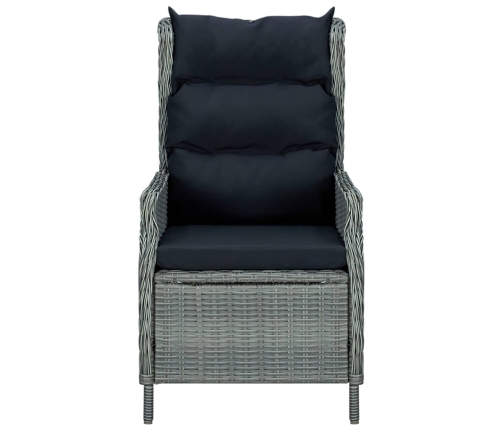 vidaXL Sillón reclinable de jardín con reposapiés ratán PE gris claro