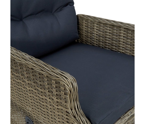 vidaXL Sillón reclinable de jardín y reposapiés ratán sintético marrón