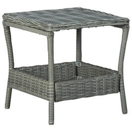 Mesa de jardín ratán sintético gris claro 45x45x46,5 cm