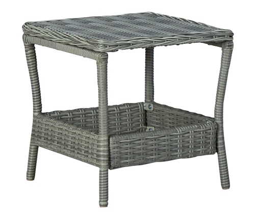 Mesa de jardín ratán sintético gris claro 45x45x46,5 cm