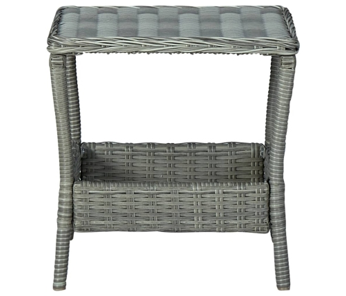 vidaXL Mesa de jardín ratán sintético gris claro 45x45x46,5 cm