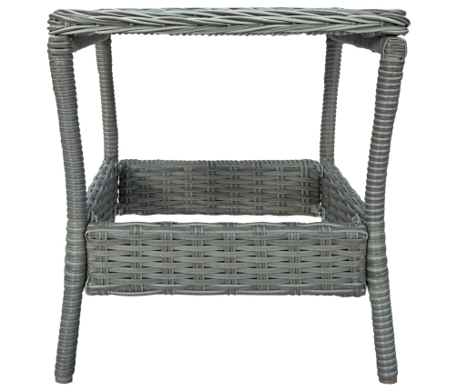 Mesa de jardín ratán sintético gris claro 45x45x46,5 cm