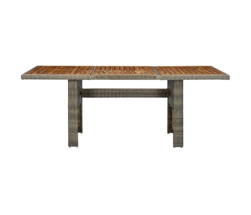 Mesa de jardín ratán sintético marrón y madera maciza acacia