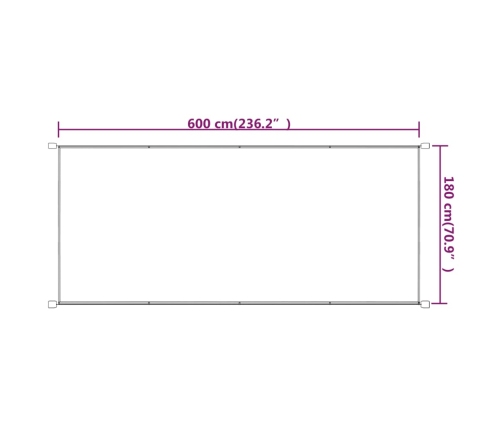 Toldo vertical terracota tela oxford 180x600 cm