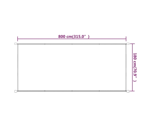 Toldo vertical terracota tela oxford 180x800 cm