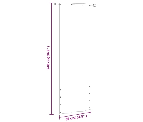 Toldo pantalla para balcón tela oxford verde claro 80x240 cm