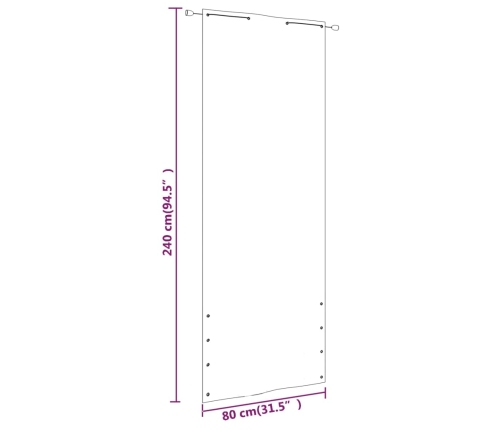 Toldo pantalla para balcón de tela oxford terracota 80x240 cm