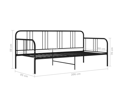 Estructura de sofá cama sin colchón metal negro 90x200 cm