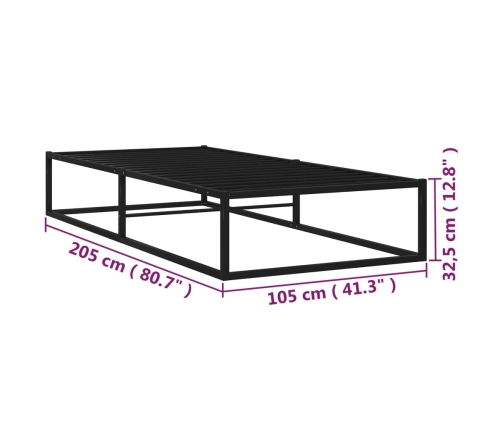 Estructura de cama sin colchón metal negro 100x200 cm