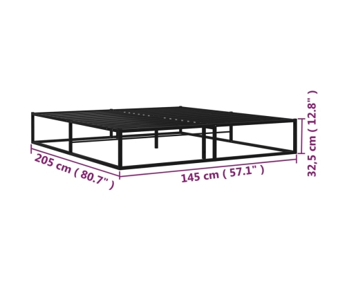 vidaXL Estructura de cama de metal negra 140x200 cm