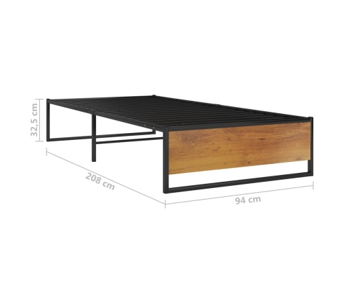 vidaXL Estructura de cama de metal negra 90x200 cm