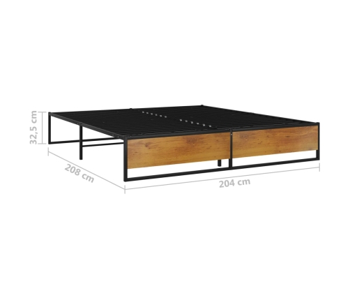 Estructura de cama sin colchón metal negro 200x200 cm