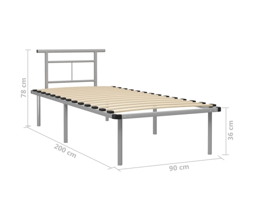 Estructura de cama sin colchón metal gris 90x200 cm