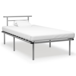 Estructura de cama sin colchón metal gris 100x200 cm