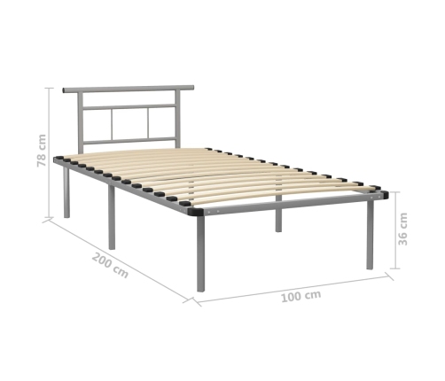 Estructura de cama sin colchón metal gris 100x200 cm